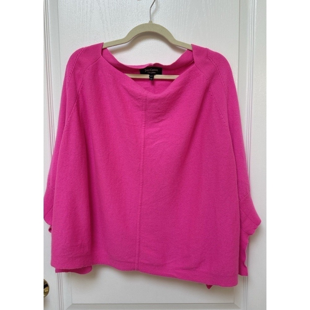 Juicy Couture XS/S HOT Pink Plush 100% Cashmere Poncho Sweater